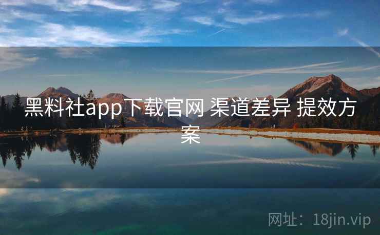 黑料社app下载官网 渠道差异 提效方案 黑料社app下载官网 渠道差异 提效方案